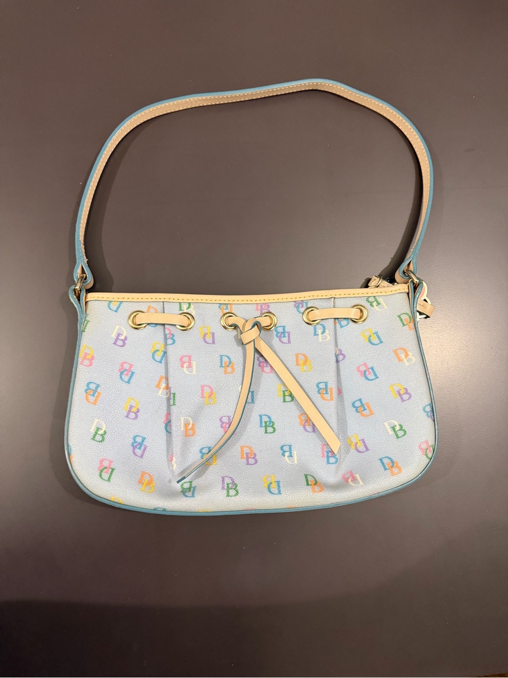 Dooney & Bourke Light Blue Multicolor DB Logo Shoulder Bag